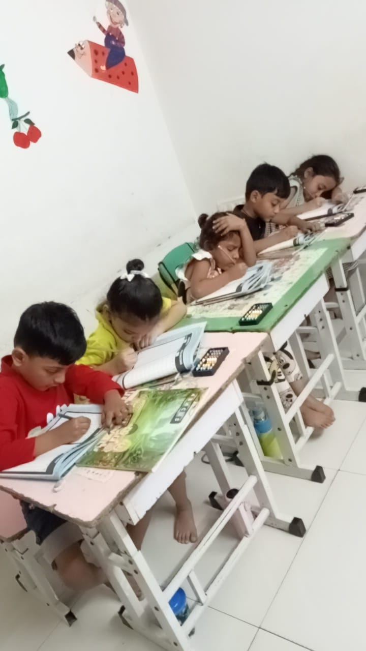 Handwriting and Abacus practice at Smart Kids Study Circle Manish Nagar Nagpur